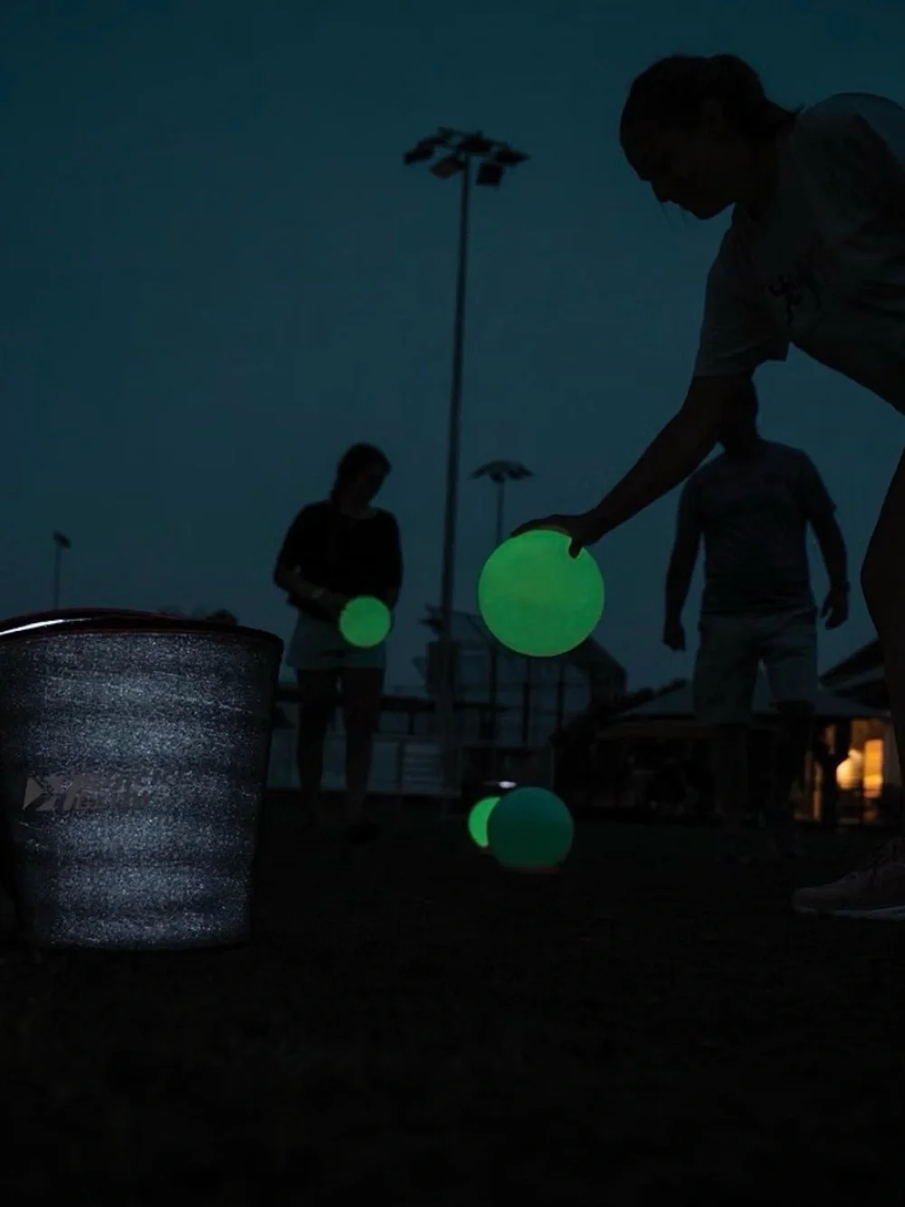 Rukket Glow Black Carrying Bucket with White Glow Dodge Balls (6-Pack) New